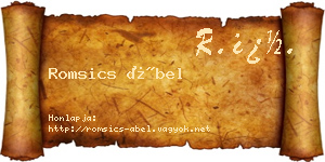Romsics Ábel névjegykártya