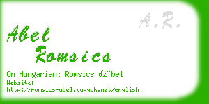 abel romsics business card